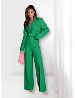 Komplety damskie - Garnitur z szerokimi spodniami ARONA - butelkowa zieleń - miniaturka - grafika 1