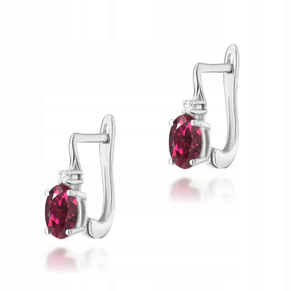 Damskie złote kolczyki 585 z rodolitem 0,50ct białe złoto eleganckie modne