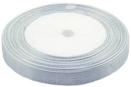 Pasmanteria - Brewis Wstążka satynowa 12mmx22m śnieżynki biało-srebrne - miniaturka - grafika 1
