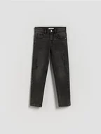 Spodnie i spodenki dla chłopców - Reserved - Jeansy slim z dziurami - szary - miniaturka - grafika 1