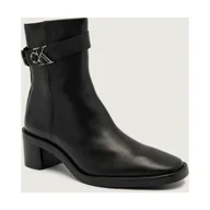 Botki damskie - Calvin Klein Skórzane botki na słupku - miniaturka - grafika 1