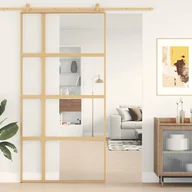 Drzwi wewnętrzne - Drzwi przesuwne, złote, 102,5x205 cm, przezroczyste szkło ESG 8721012120280 - miniaturka - grafika 1