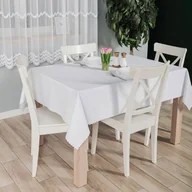 Obrusy i serwetki - Obrus wodoodporny, prostokątny, biały ze wzorem kwadracików, wykończony chmurką, Mija, rozmiar: 140x220 cm - miniaturka - grafika 1