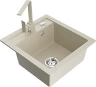 Zlewozmywaki z baterią - Mexen Vito zlewozmywak granitowy 1-komorowy z baterią kuchenną Rita, beżowy - 6503-69-670300-69 - miniaturka - grafika 1