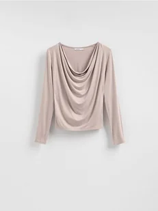 Reserved - Bluzka z wiskozą - beżowy - Bluzki damskie - miniaturka - grafika 1