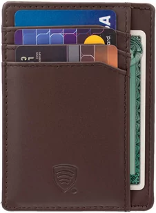 Skórzane etui na karty zbliżeniowe RFID (Brązowy) - Etui na dokumenty i karty - miniaturka - grafika 1