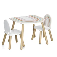 Zestawy mebli dla dzieci - Zestaw mebli dla dzieci RAINBOW z MDF i sosny, stolik + 2 krzesła - miniaturka - grafika 1