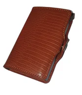 Portfele - Honsheng Portfel Etui na karty kredytowe z przegródką na monety brązowy - miniaturka - grafika 1