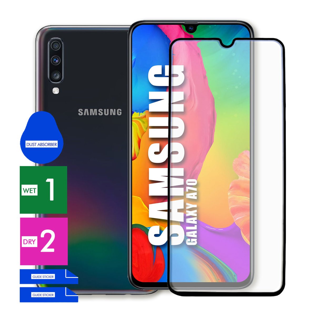 SZKŁO OCHRONNE DO SAMSUNG GALAXY A70 HARTOWANE 9H PEŁNE CAŁY EKRAN 5D