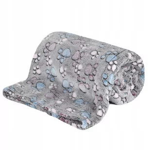 Koc Dla Psa i Kota  100x70 cm L Gruby Miękki Kocyk - Łapki Szary - Pozostałe akcesoria dla psów - miniaturka - grafika 1