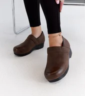 Półbuty damskie - Brązowe półbuty na platformie Montoro -37 - miniaturka - grafika 1