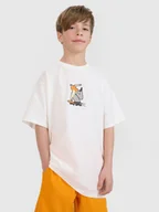 Koszulki dla chłopców - 4F T-shirt oversize z nadrukiem chłopięcy - biały 122 (6-7 lat) - miniaturka - grafika 1