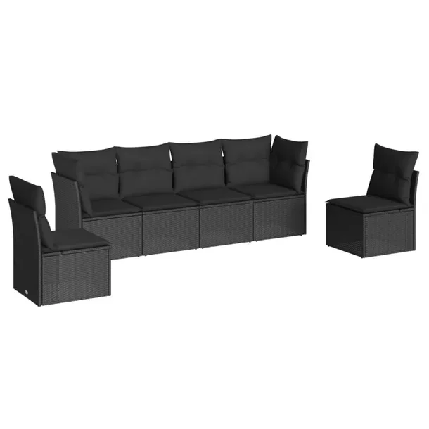 Zestaw wypoczynkowy modułowy z rattanem PE, czarny, 234 x 62 x 69 cm