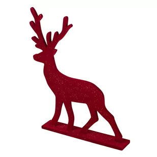 Lumarko Figurka Drewniana Renifer Welurowe Wykończenie 23x4x30 Cm - Ozdoby bożonarodzeniowe - miniaturka - grafika 3