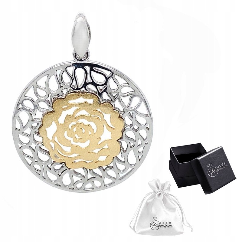 Zawieszka srebrna pr. 925 Elegancki Rodowany Wisiorek Róża (większa)