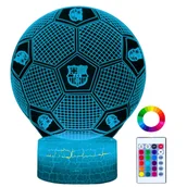 Lampy stojące - Lampka Nocna Biurkowa dla Dzieci FC Barcelona Piłka HERB 16 LED 3D + Pilot - miniaturka - grafika 1