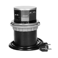 Gniazdka elektryczne - Orno Gniazdo meblowe $39110cm wysuwane z blatu z ładowarką USB i przewodem 1,5m 3x2P+Z 2xUSB INOX schuko OR-AE-1381 GS - miniaturka - grafika 1