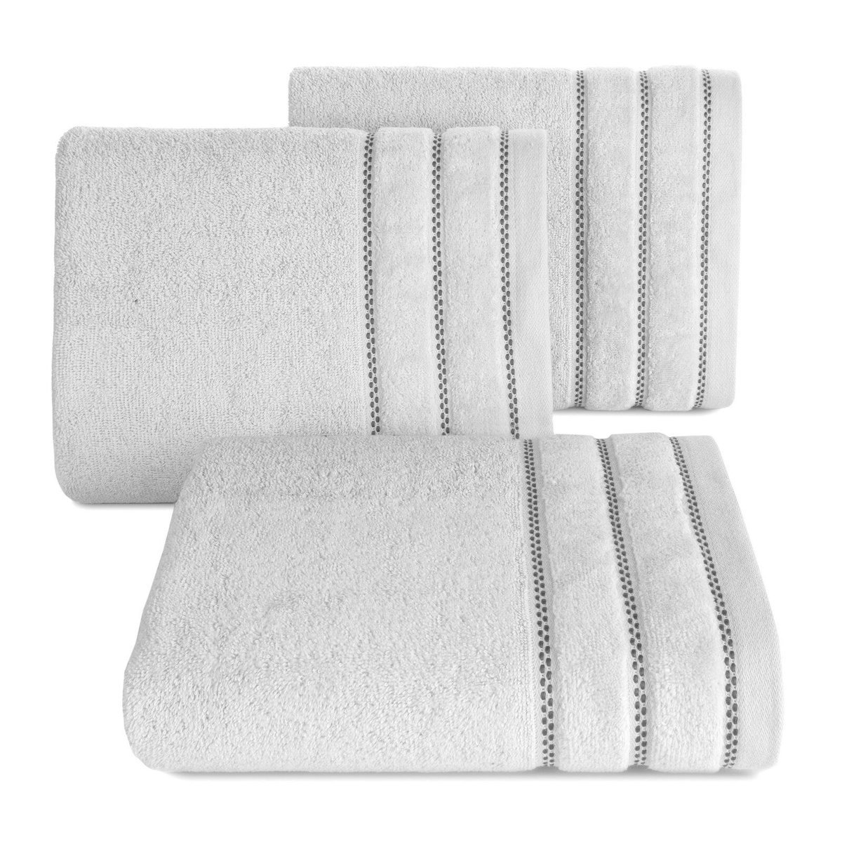 Ręcznik Dona 50x90 cm srebrny bawełniany ręcznik z bordiurą
