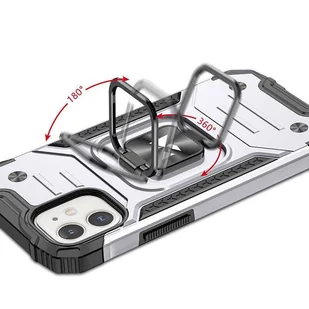 Wozinsky Ring Armor etui iPhone 14 pancerny pokrowiec uchwyt magnetyczny ring srebrne - Etui i futerały do telefonów - miniaturka - grafika 5