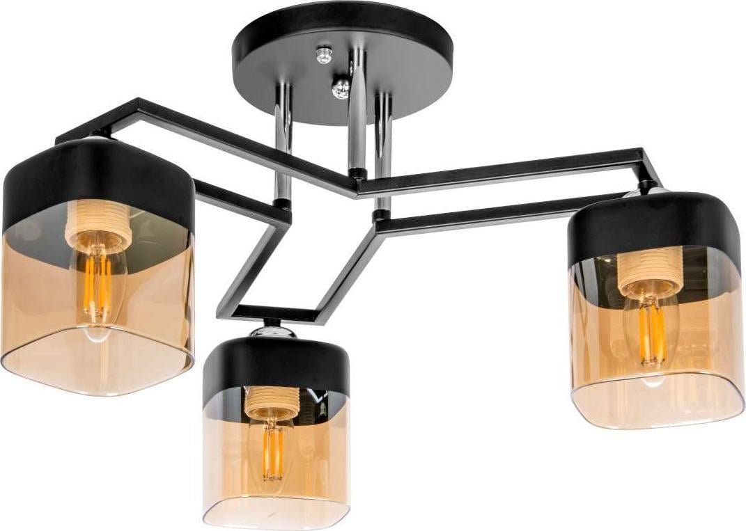 Lampa sufitowa VEN Loftowa LAMPA sufitowa VEN M225B/3 industrialna OPRAWA szklane klosze chrom czarne miodowe