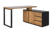 Biurka - Biurko z blatem obrotowym i komodą NEIL czarny/dąb - miniaturka - grafika 1