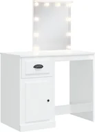 Toaletki - vidaXL Toaletka z oświetleniem LED biały wysoki połysk 90x42x132,5 cm - miniaturka - grafika 1