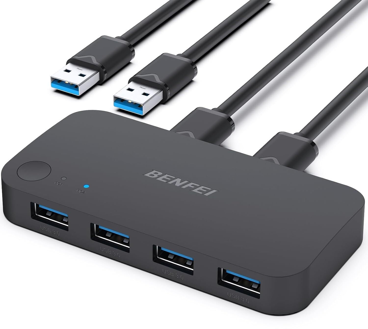 HUB USB BENFEI Switch przełącznik USB 3.0 4w1 na cztery urządzenia czarny