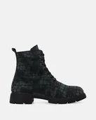 Botki damskie - Trzewiki damskie skórzane zielone z tłoczeniem o motywie zwierzęcym - Venezia - miniaturka - grafika 1