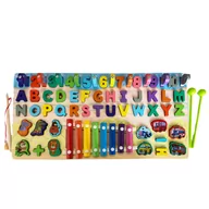 Zabawki interaktywne dla dzieci - Duży Zestaw 2w1 Drewniany Alfabet Z Cymbałkami Montesorri - miniaturka - grafika 1