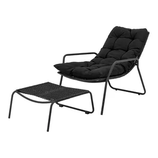 Czarny leżak ogrodowy z podnóżkiem Boel − Bloomingville - Leżaki ogrodowe Czarny leżak ogrodowy z podnóżkiem Boel − Bloomingville - Leżaki ogrodowe - miniaturka - grafika 1