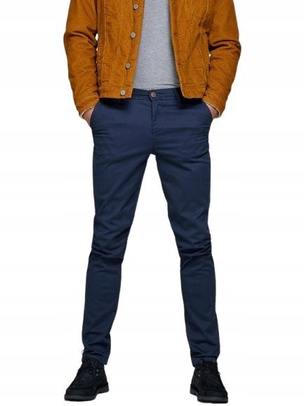 JACK&JONES SPODNIE MĘSKIE CHINOSY GRANATOWE CASUAL 34/30 1N2A