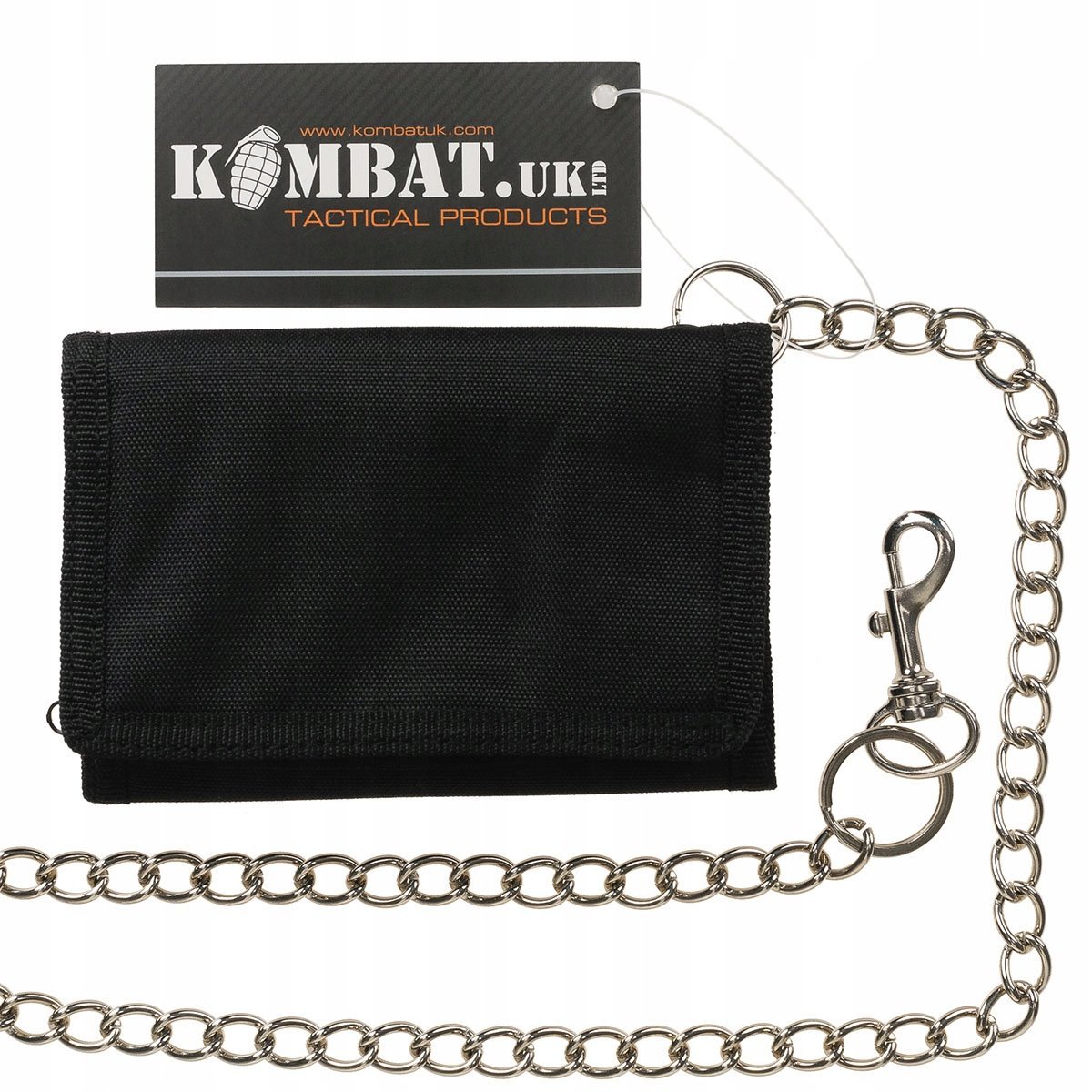 Portfel Męski Sportowy Mały Militarny Kombat Uk Zamek Z Łańcuchem Czarny