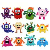 Dekoratorstwo - Stworki - filcowy zestaw do szycia DIY - 12 elementów - miniaturka - grafika 1