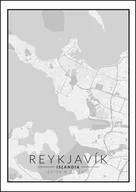 Plakaty - Galeria Plakatu, Plakat, Reykjavik Mapa Czarno Biała, 30x40 cm - miniaturka - grafika 1