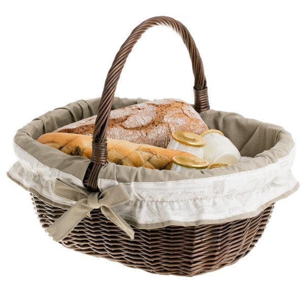 Wiklinowy Kosz na Zakupy z Obszyciem 42x34 H21 cm