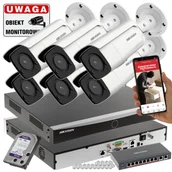 Zestawy do monitoringu - Inteligentny monitoring na 6 kamer IP Hikvision DS-2CD2T47G2-L(2.8mm)(C) 4MPx ColorVu Acusense IR60 - miniaturka - grafika 1