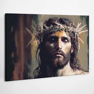 Ikony i obrazy sakralne - Jezus w koronie cierniowej - obraz polycanvas, 100x70 - miniaturka - grafika 1