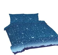 Pościel - Matex Pościel bawełniana 160x200 Gwiazdy księżyce niebieska Universal - miniaturka - grafika 1