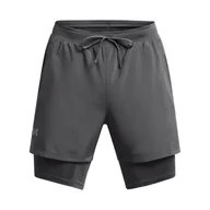 Spodenki męskie - Męskie Spodenki UNDER ARMOUR UA LAUNCH 5'' 2-IN-1 SHORTS 1382640-025 – Szary - miniaturka - grafika 1
