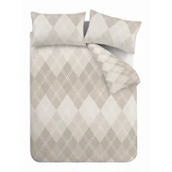 Pościel - Beżowa pościel jednoosobowa 135x200 cm Argyle – Catherine Lansfield - miniaturka - grafika 1