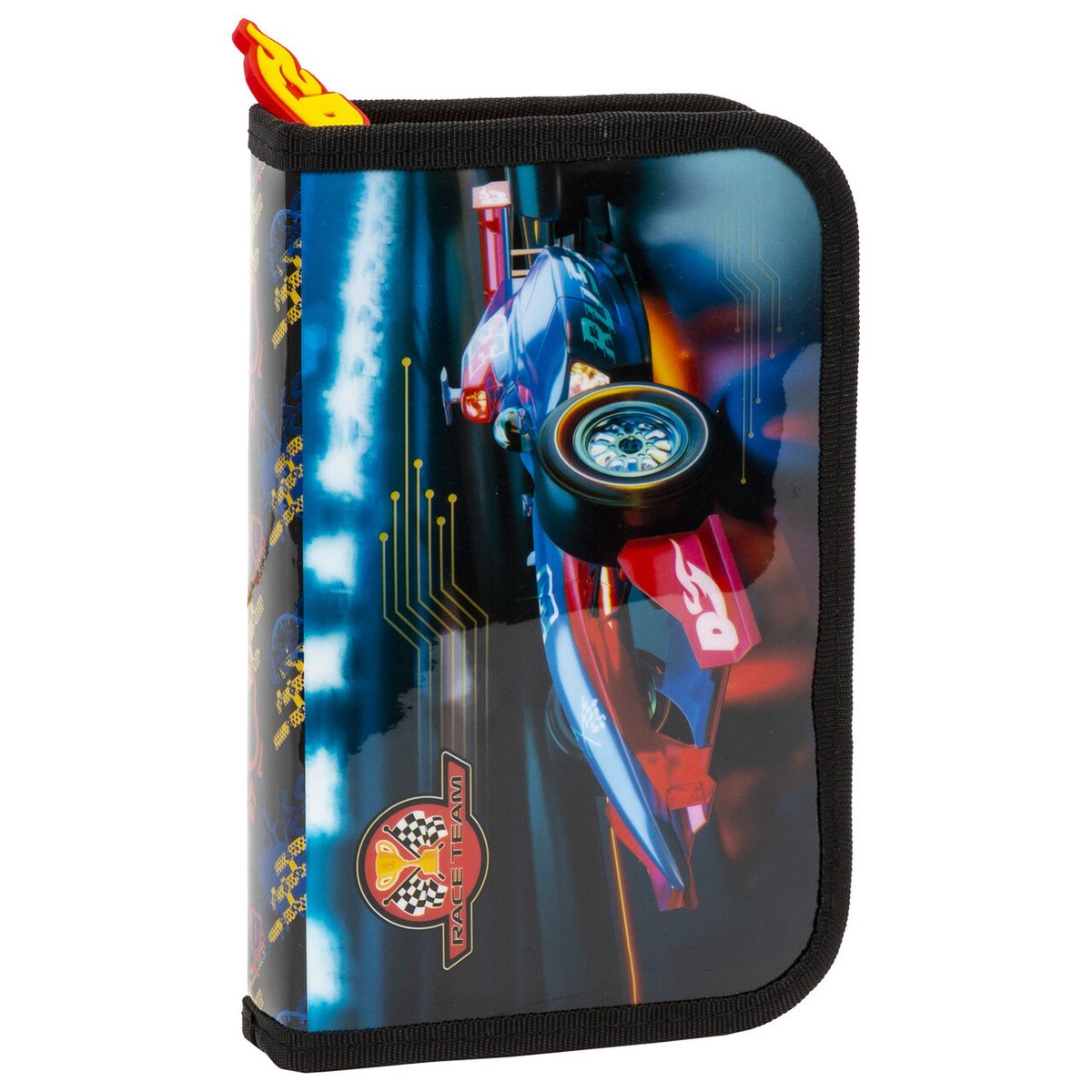Piórnik z wyposażeniem jednokomorowy dla chłopca, Derform, Hot Wheels, czarny