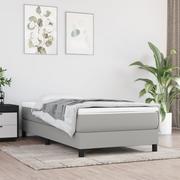Łóżka - Lumarko Rama łóżka, jasnoszare, tapicerowane tkaniną, 100x200 cm - miniaturka - grafika 1