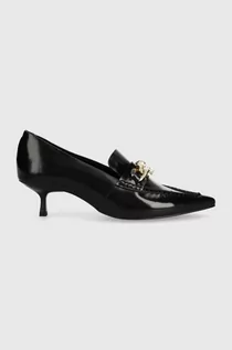 Czółenka - Tommy Hilfiger szpilki skórzane TH CHAIN POINTY PUMP kolor czarny FW0FW07527 - grafika 1