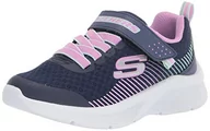 Buty dla dziewczynek - Skechers Trampki dziewczęce Microspec, Granatowa siateczka lawendowa wykończenie mięty - 35 EU - miniaturka - grafika 1