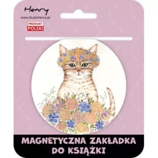 Henry Zakładka magnetyczna kulka 2 kot w kwiatach - Zakładki do książek - miniaturka - grafika 1