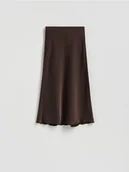 Spódnice - Reserved - Satynowa spódnica midi - ciemnobrązowy - miniaturka - grafika 1