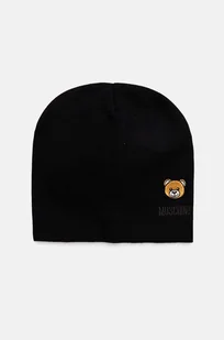 Moschino czapka wełniana kolor czarny z cienkiej dzianiny wełniana M3140 65161 - Czapki damskie - miniaturka - grafika 1