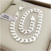 Bransolety męskie - MĘSKA SREBRNA BRANSOLETKA PANCERKA 20,5cm/7mm 925 PREZENT DLA NIEGO +DARMOWE DODATKI - miniaturka - grafika 1