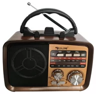 Radioodtwarzacze - Radio Vintage Prl Fm Akumulatorowe Z Bluetooth Usb Icf-F21  Kol.3 Brązowy Dolny - miniaturka - grafika 1