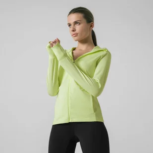 Damska bluza treningowa z kapturem 4F 4FSS22TFSWF006 - żółta - Bluzy sportowe damskie - miniaturka - grafika 1